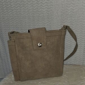 Vintage Tan Suede Shoulder Bag By Hazel.